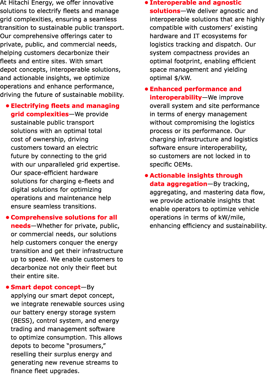 At Hitachi Energy, we offer innovative solutions to electrify fleets and manage grid complexities, ensuring a seamles...